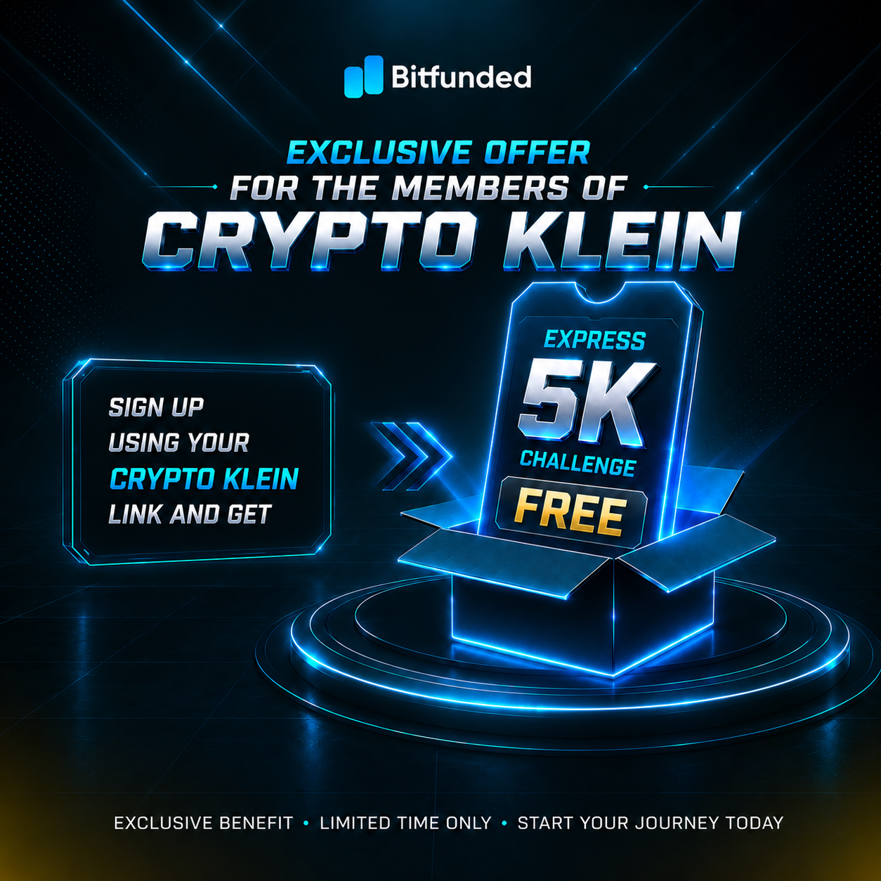 Bitfunded free 5K challenge exclusive offer for Crypto Klein members